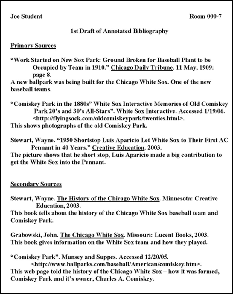 Chicago manual of style annotated bibliography sample